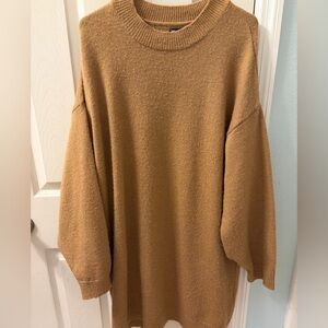 ASOS DESIGN knit mini sweater dress crew neck camel color size large